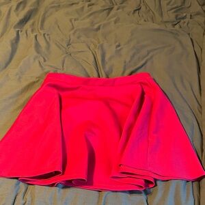 Vibrant Red Flared Skirt. polyester. 17 inch length